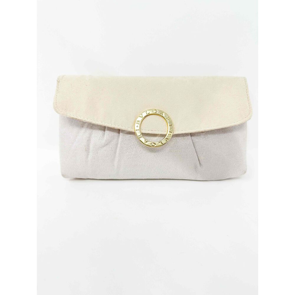 Bvlgari Clutch Purse Make-up Bag In Velvet Authentic Gold-Tone Closure